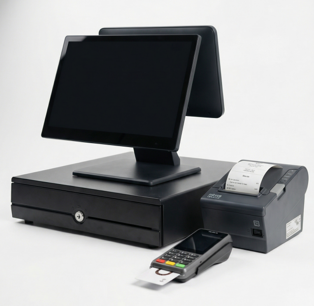 O'javana POS bundle: dual-screen POS, cash drawer, receipt printer, payment terminal